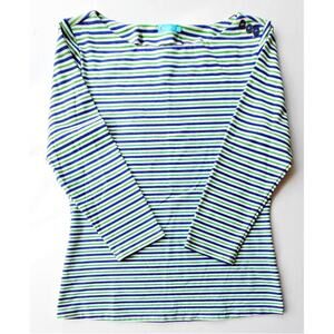 J.McLaughlin Top Wavesong Striped Print 3/4 Sleeve Button Shoulder Sz S New